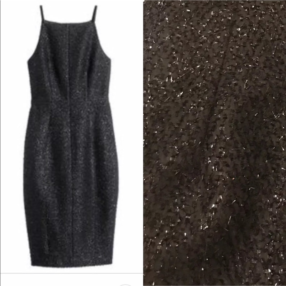H&M black metallic fuzzy midi dress size 10